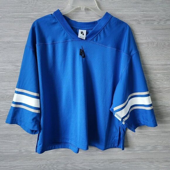 Nike Lab Top Womens L Collection Tee Hyper Cobalt Blue Crop Top V Neck Pullover - Picture 2 of 14